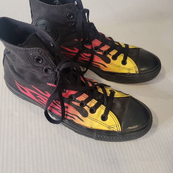 Converse Chuck Taylor All Star high flames canvas sneaker shoes mens 8 womens 10 - Picture 3 of 10